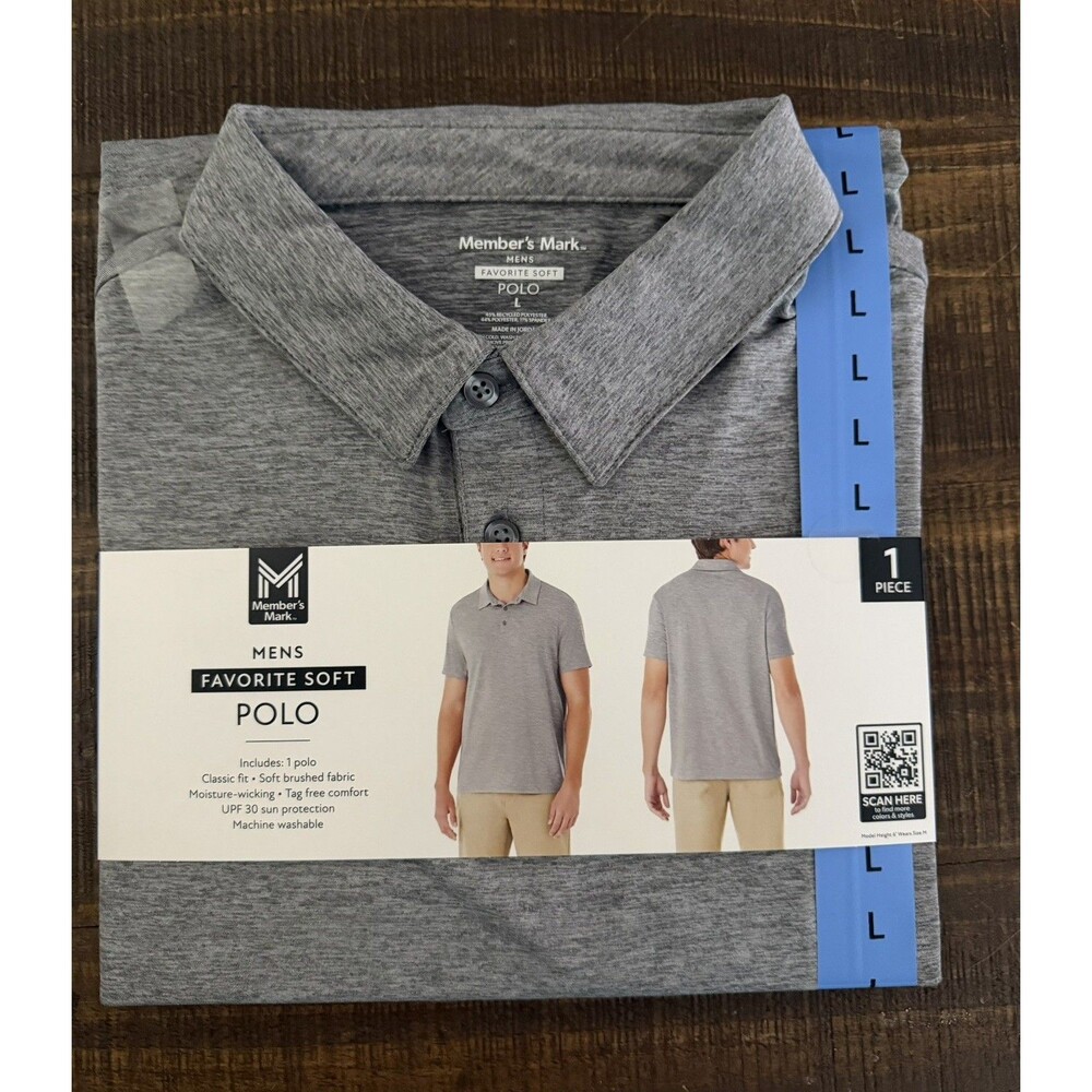 Member's Mark Men's Short Sleeve Moisture Wicking Polo Size Large New
